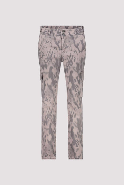 Monari Dark Linen Tiger Print Trousers