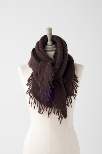 el2 Dark Brown Triangle Scarf w/Fringe Edge