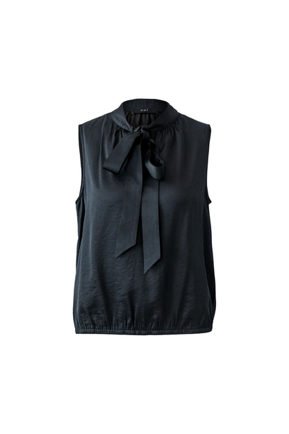 Oui Black Sleeveless Tie Neck Top