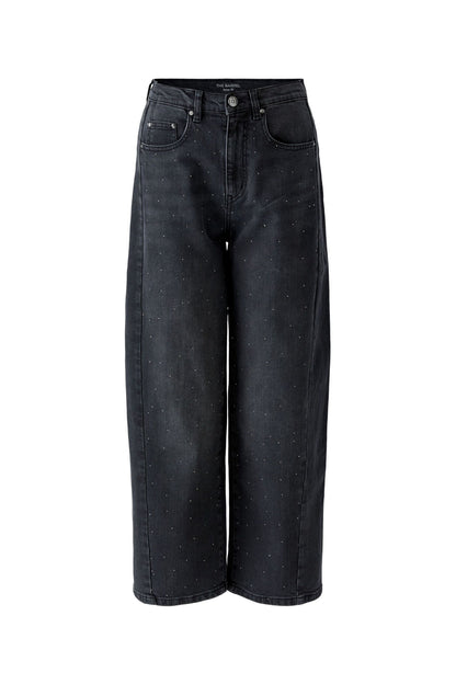 Oui Dark Grey Sparkle Barrel Jeans