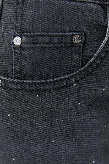 Oui Dark Grey Sparkle Barrel Jeans
