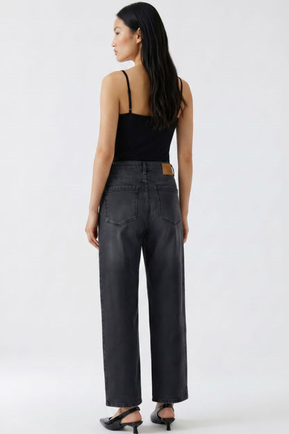 Oui Dark Grey Sparkle Barrel Jeans
