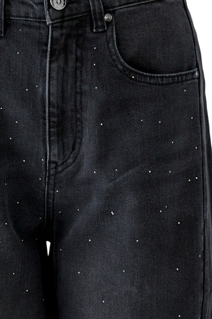 Oui Dark Grey Sparkle Barrel Jeans
