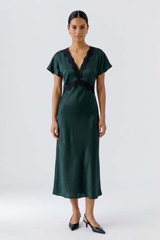 Oui Scarab Lace Trim Dress