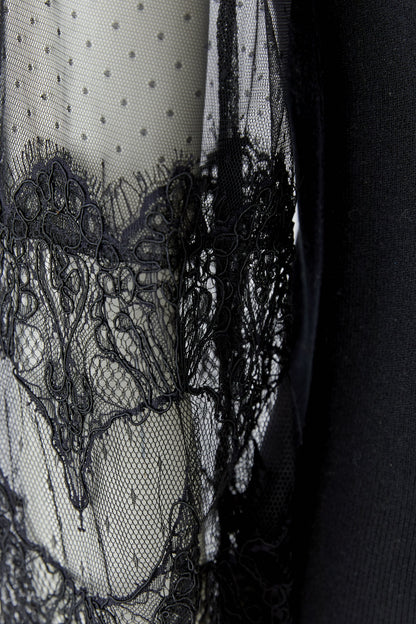 Oui Black Lace Sleeve Jumper
