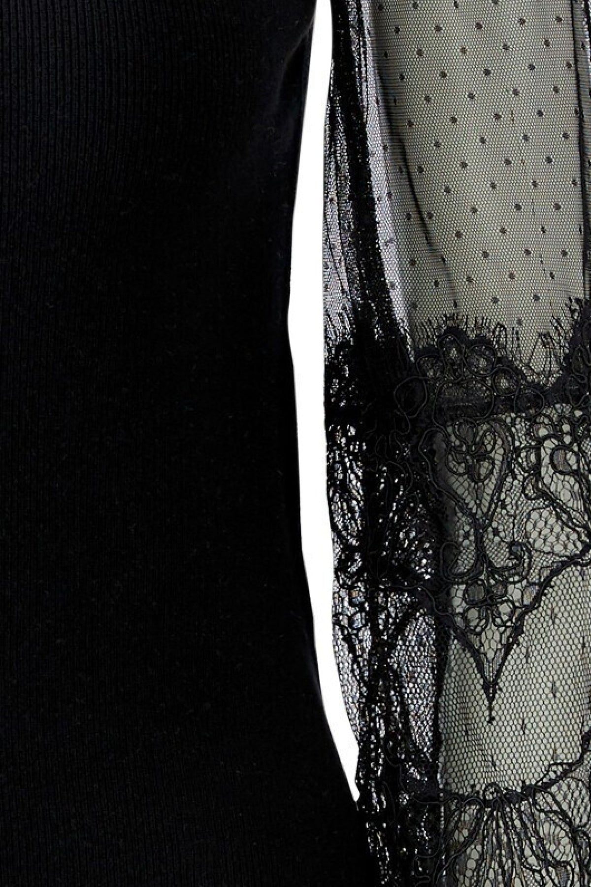 Oui Black Lace Sleeve Jumper