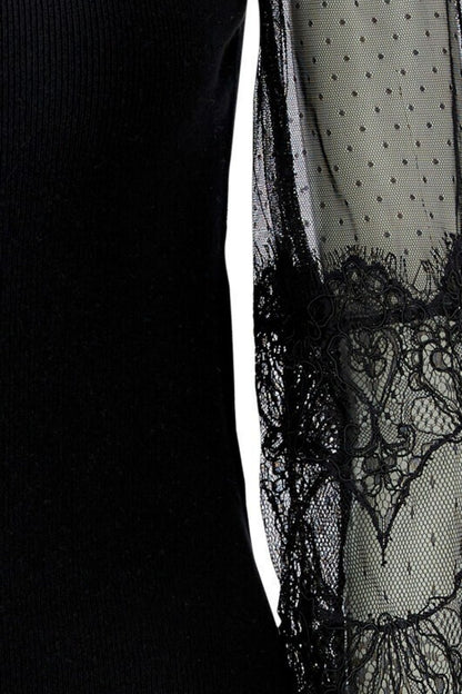 Oui Black Lace Sleeve Jumper