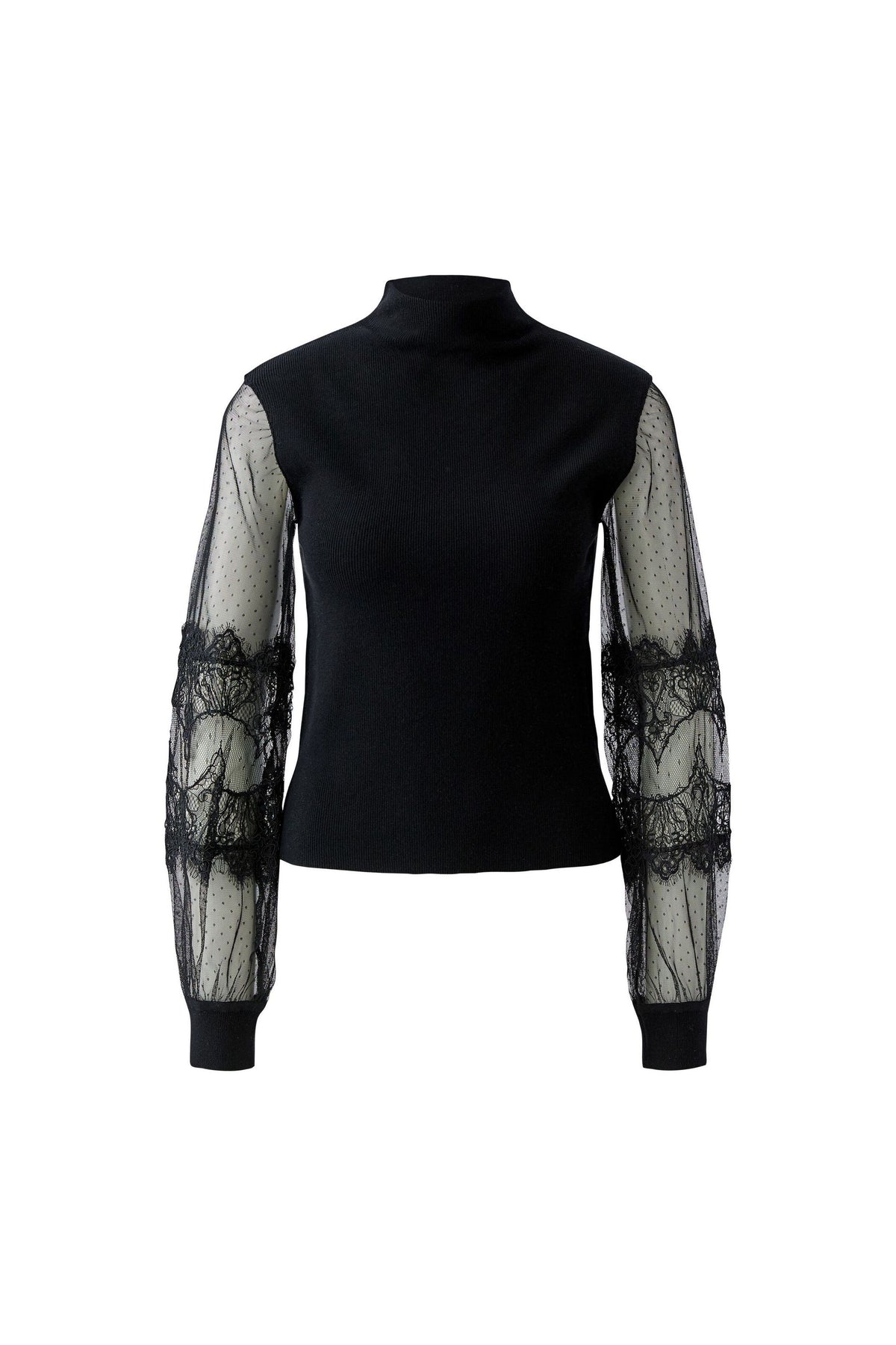 Oui Black Lace Sleeve Jumper