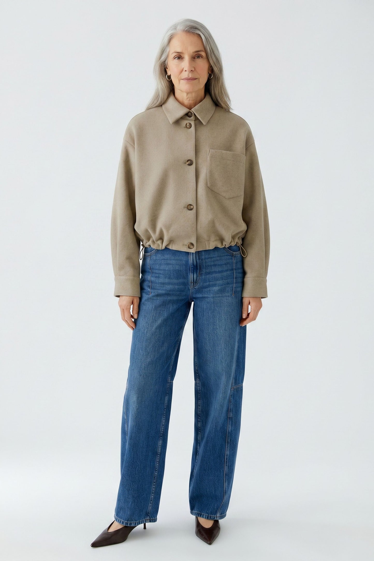 Oui Taupe Toggle Hem Jacket
