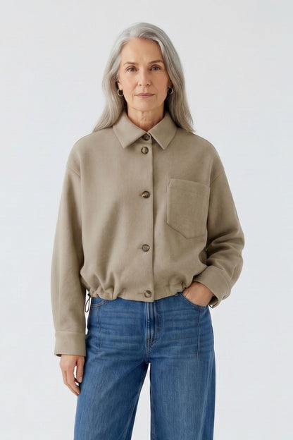 Oui Taupe Toggle Hem Jacket