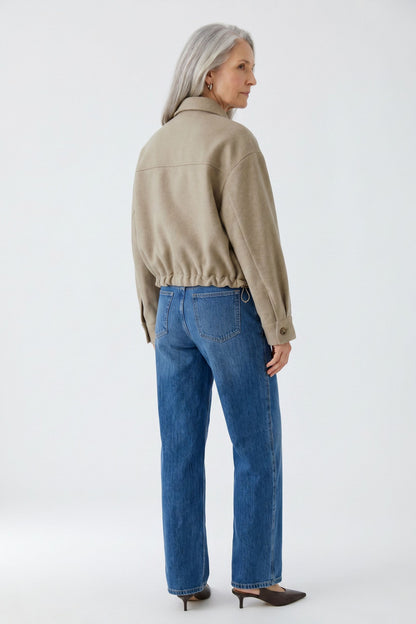 Oui Taupe Toggle Hem Jacket