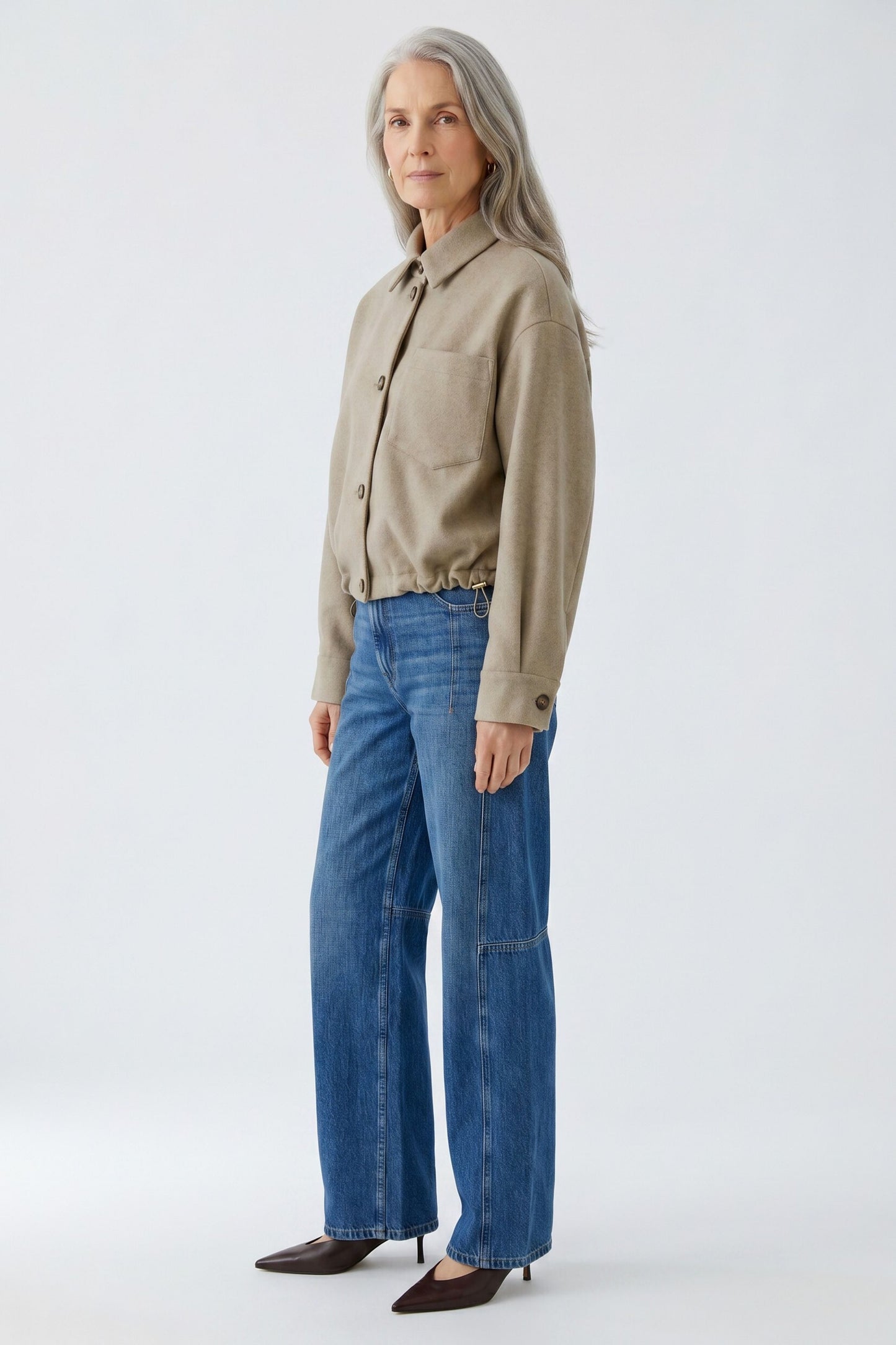 Oui Taupe Toggle Hem Jacket