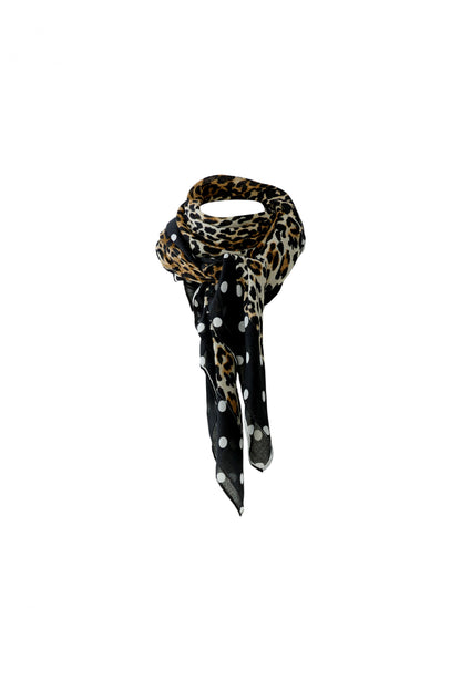 Oui Dark Camel & Black Animal Print Scarf