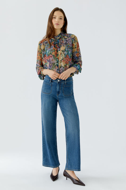 Oui Bright Blue Denim Straight Jeans