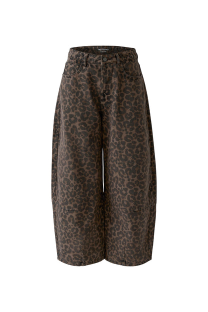 Oui Dark Brown/Grey/Black Leopard Jeans