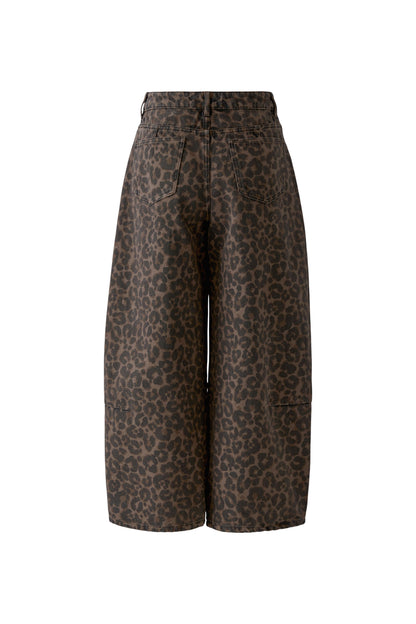 Oui Dark Brown/Grey/Black Leopard Jeans
