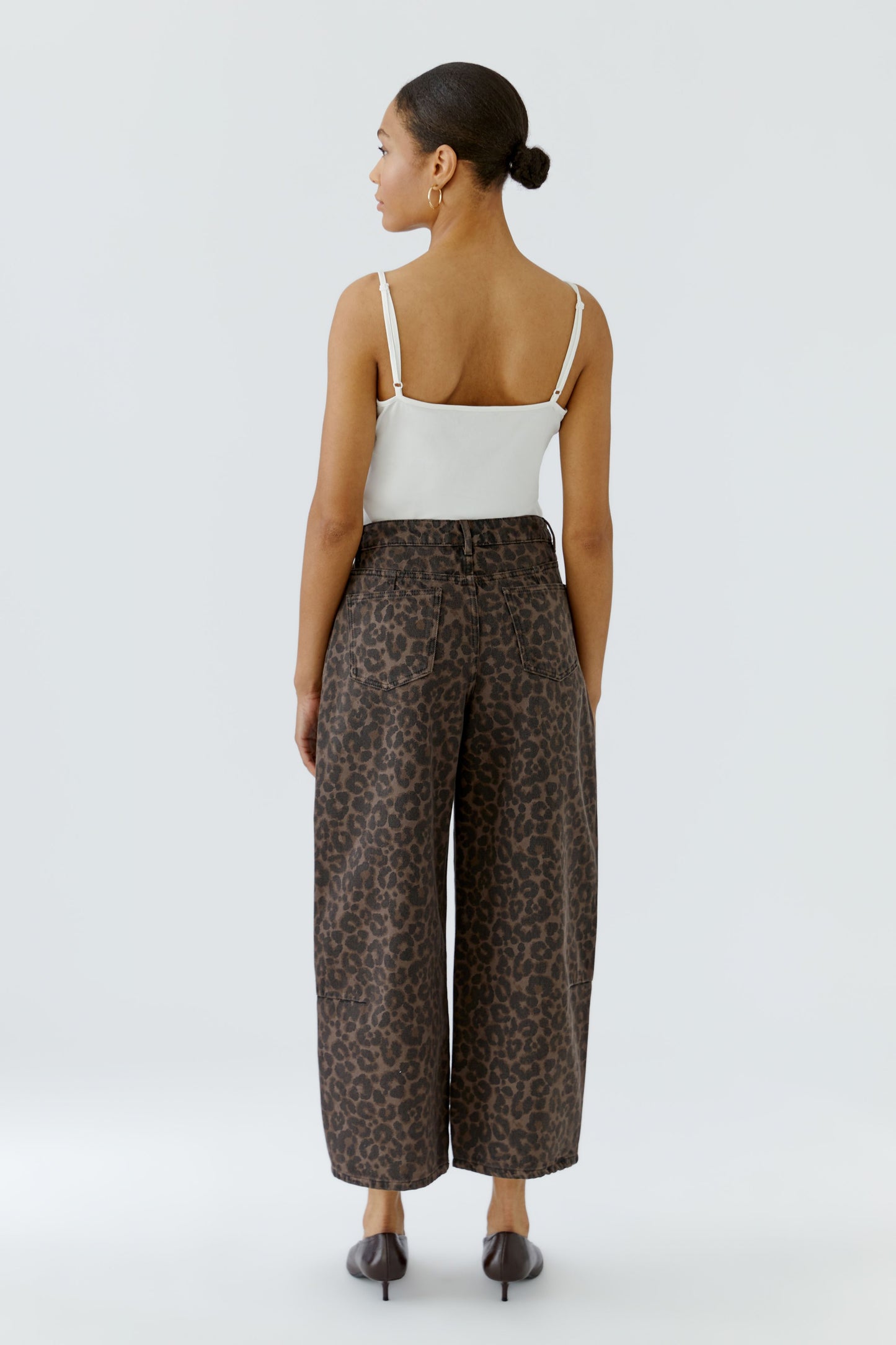 Oui Dark Brown/Grey/Black Leopard Jeans