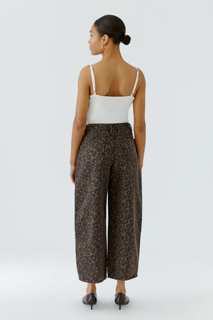 Oui Dark Brown/Grey/Black Leopard Jeans