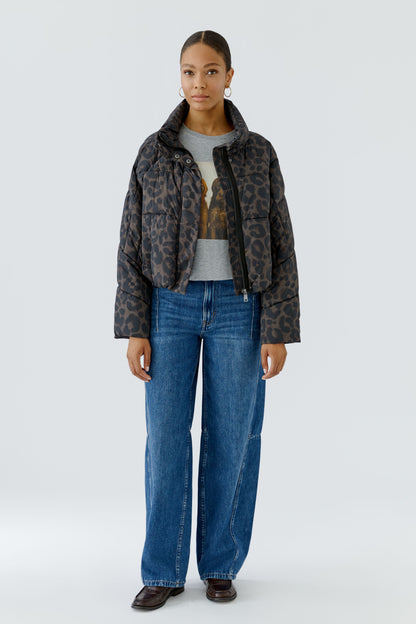 Oui Dark Brown/Grey Animal Print Jacket