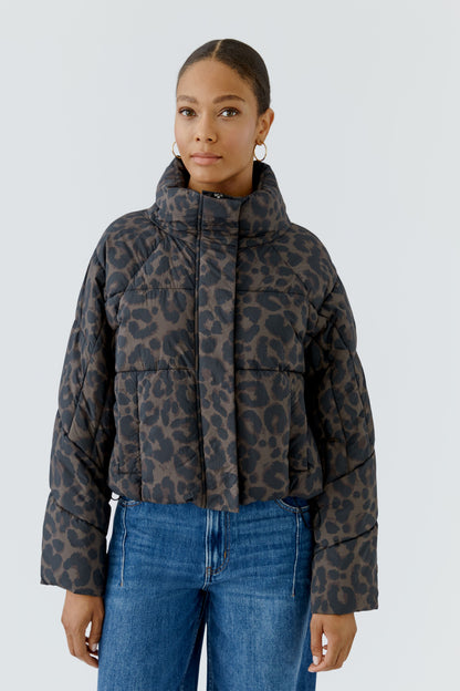 Oui Dark Brown/Grey Animal Print Jacket