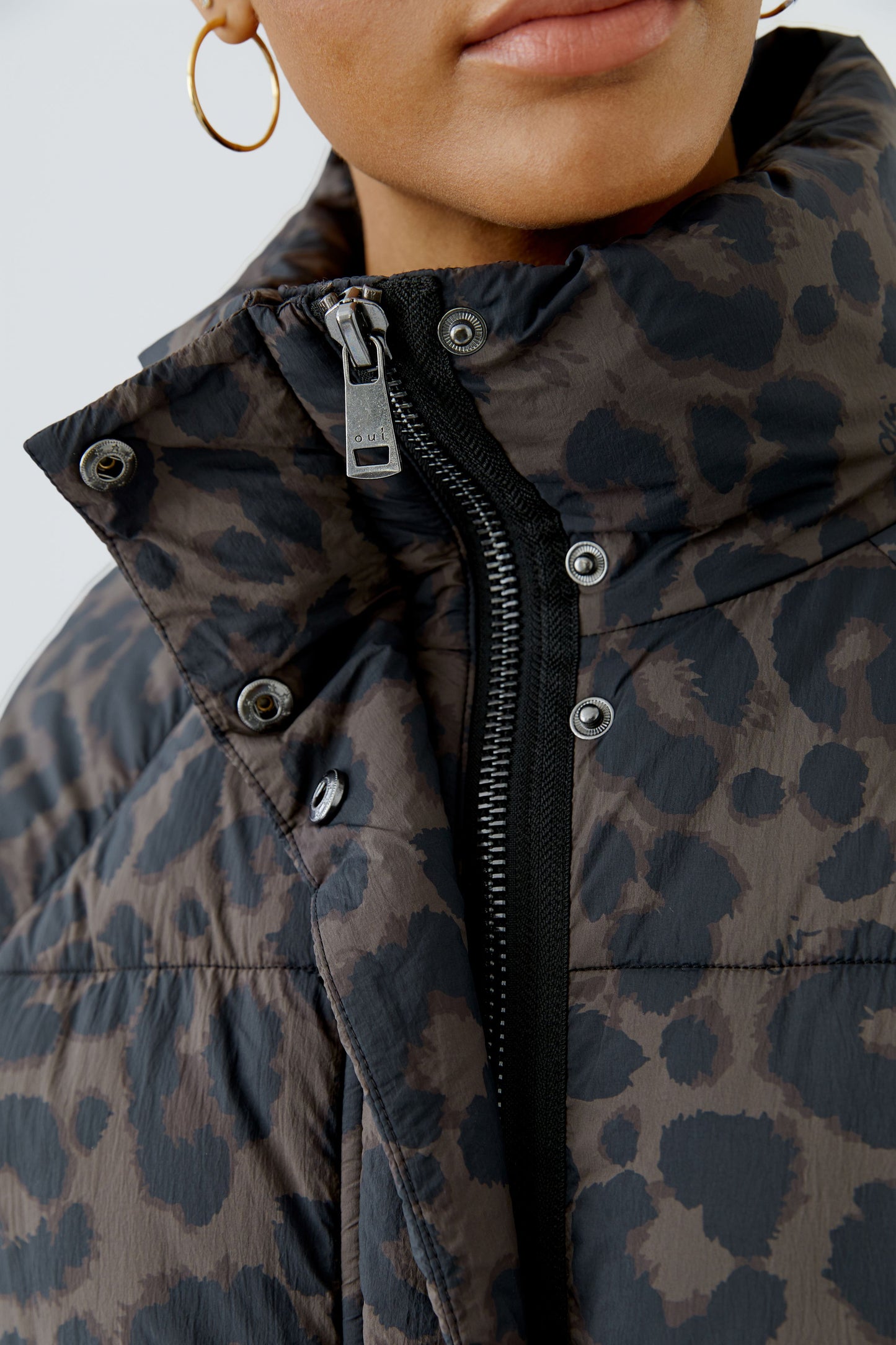 Oui Dark Brown/Grey Animal Print Jacket