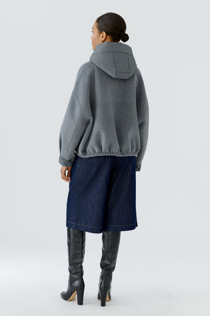 Oui Steel Grey Hooded Jacket