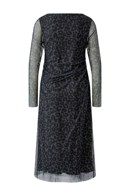 Oui DarkBrown/Grey/Black Leopard Dress