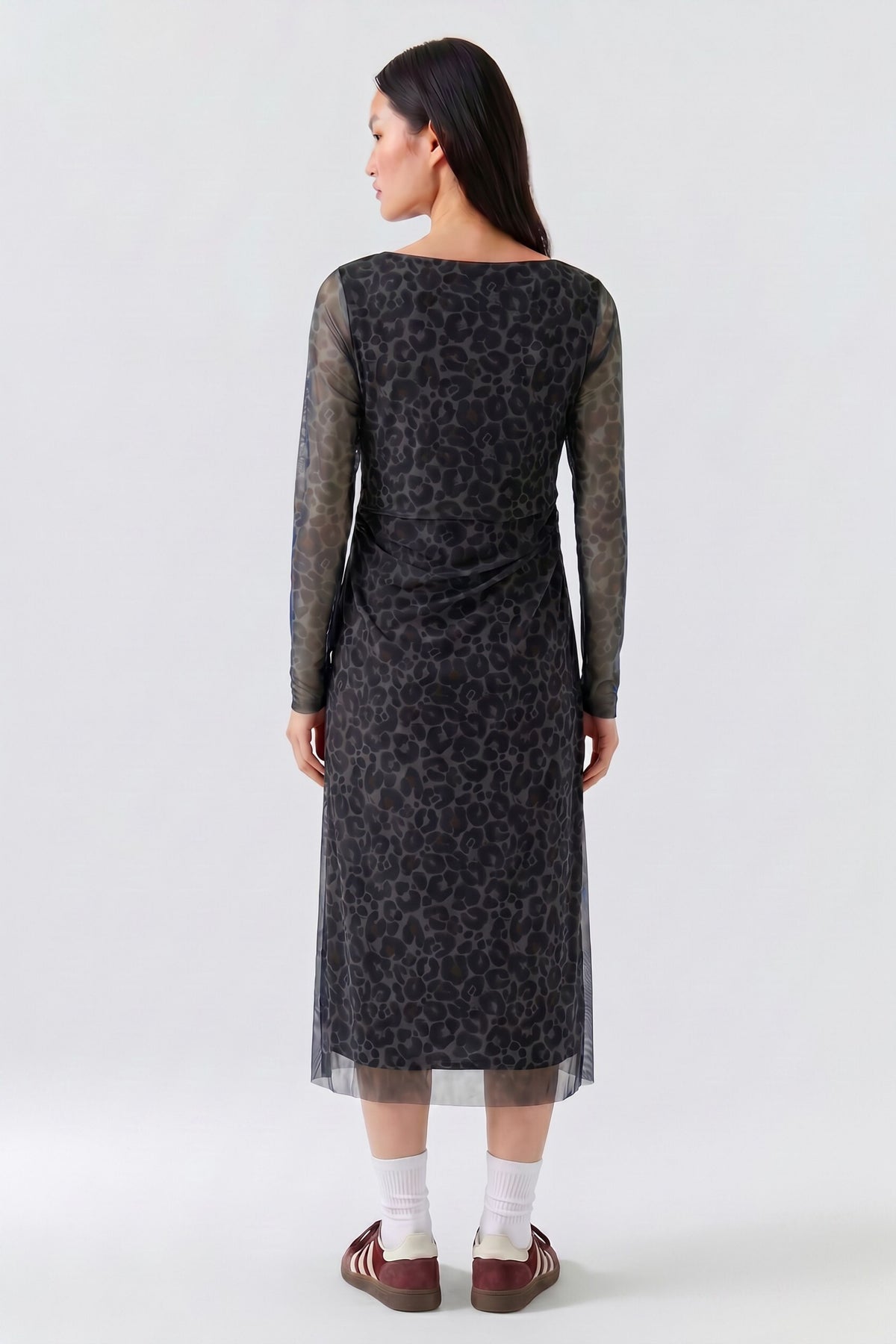 Oui DarkBrown/Grey/Black Leopard Dress