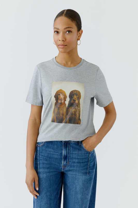 Oui River/Stone Dog Print T-Shirt