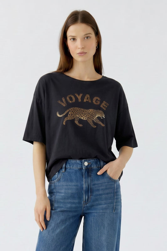 Oui Washed Out Black Voyage T-Shirt
