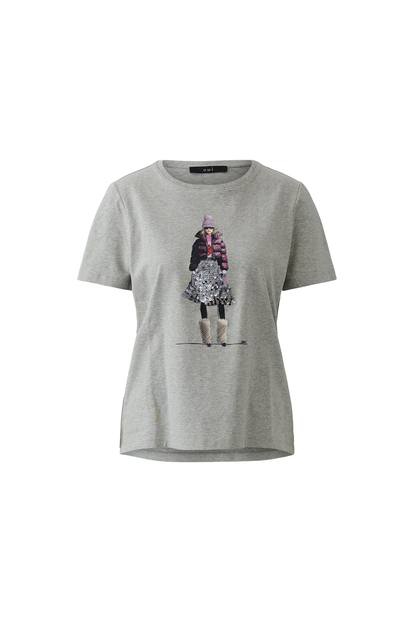 Oui River Stone Winter Lady Sequin T-Shirt