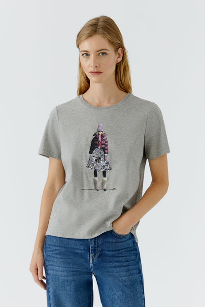Oui River Stone Winter Lady Sequin T-Shirt