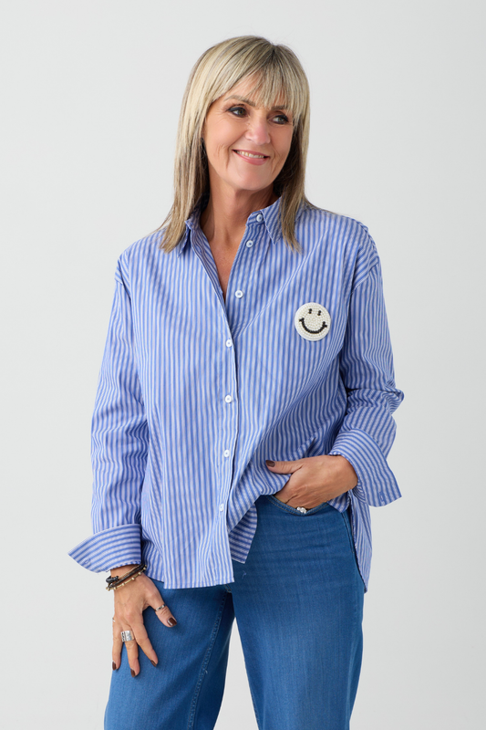 TSP Blue/White Stripe Smiley Face Shirt