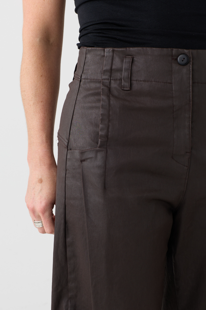Lurdes Bergada Brown Coated Trouser 300