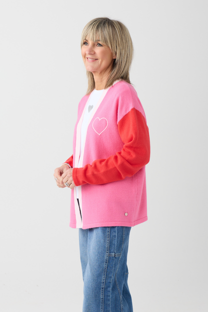 FF Pink/Red Heart Cardigan