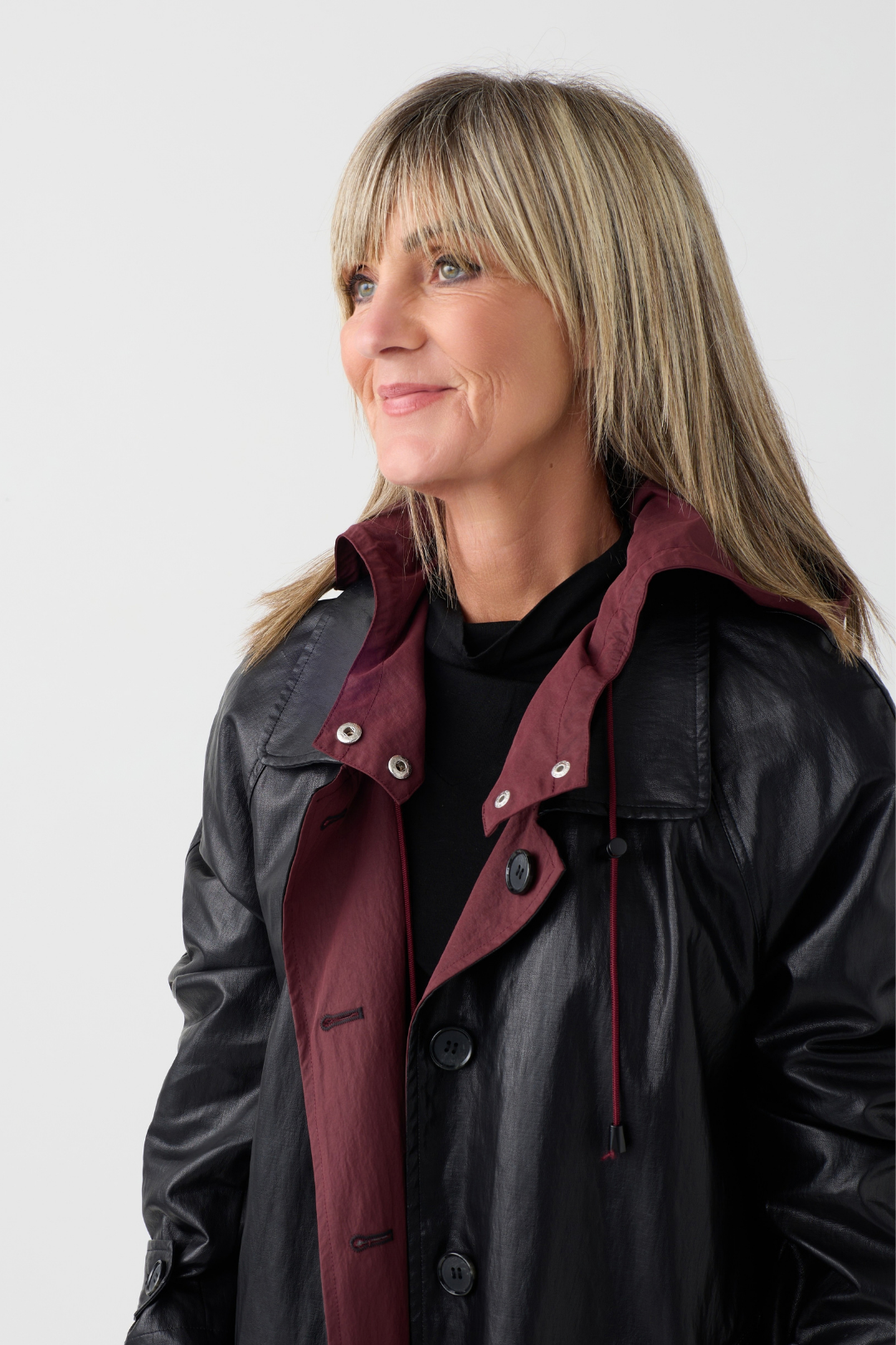 el2 Black/Wine Reversible Trench Coat 6024