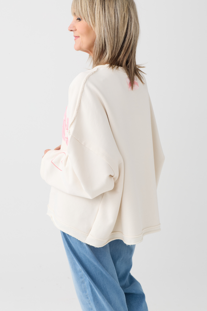 TSP Ecru/Pink Amore Sweatshirt