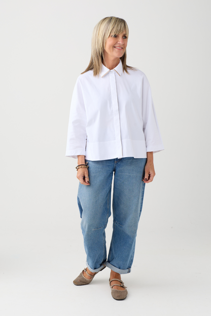 Margittes White/Biscuit Tie Detail Shirt