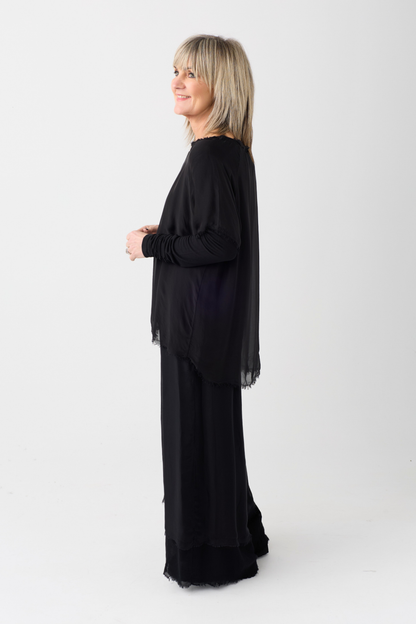 Sanctamuerte Black Double Layer Trousers