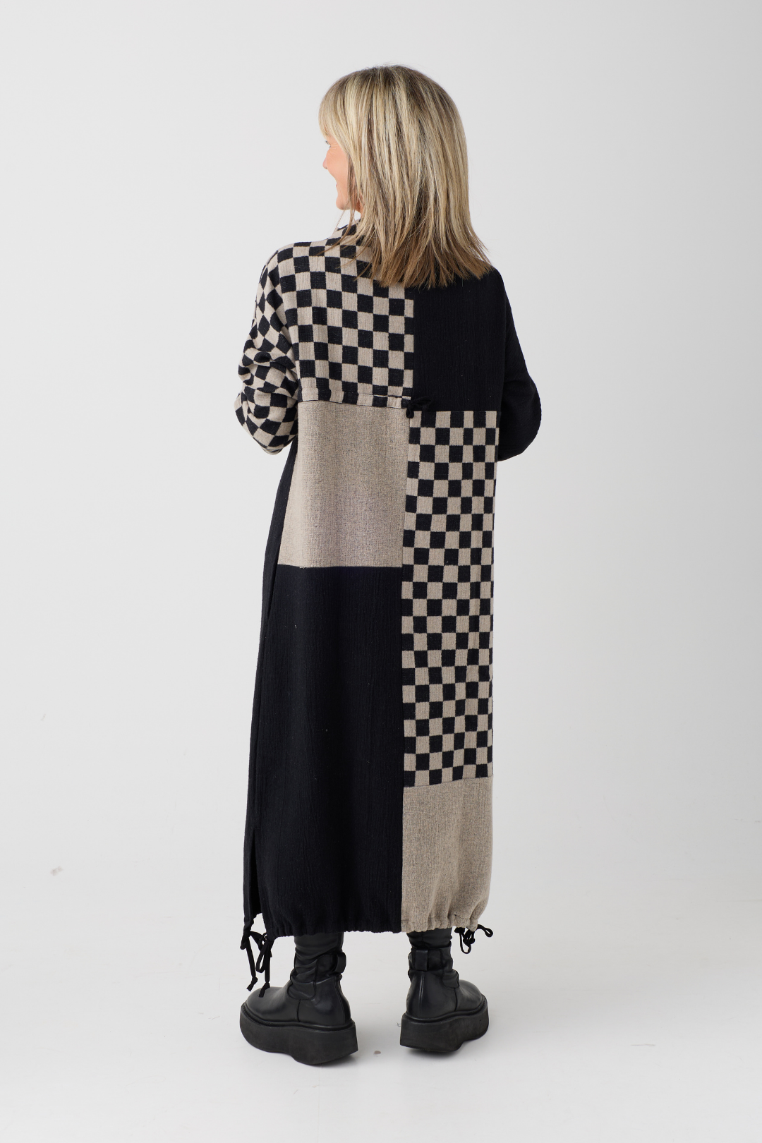 My Soul Sand/Black Check Crincle Dress 5052