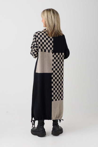 My Soul Sand/Black Check Crincle Dress 5052