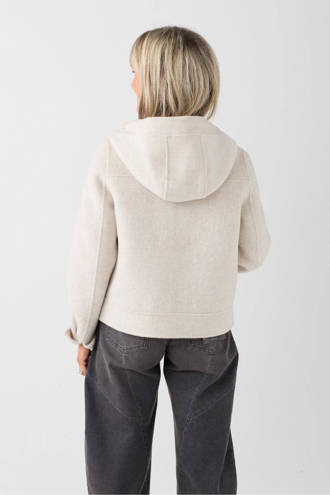 Milano Cream Melange Hooded Jacket