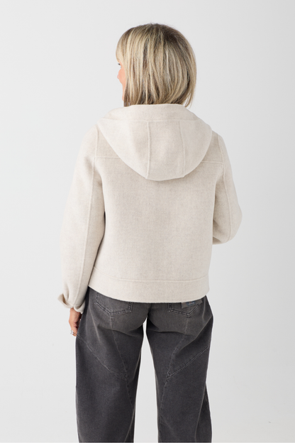 Milano Cream Melange Hooded Jacket