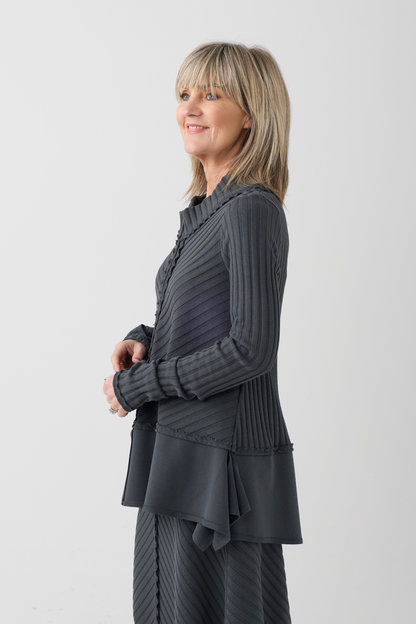 KZR Peat Ribbed Zip Up Cardigan