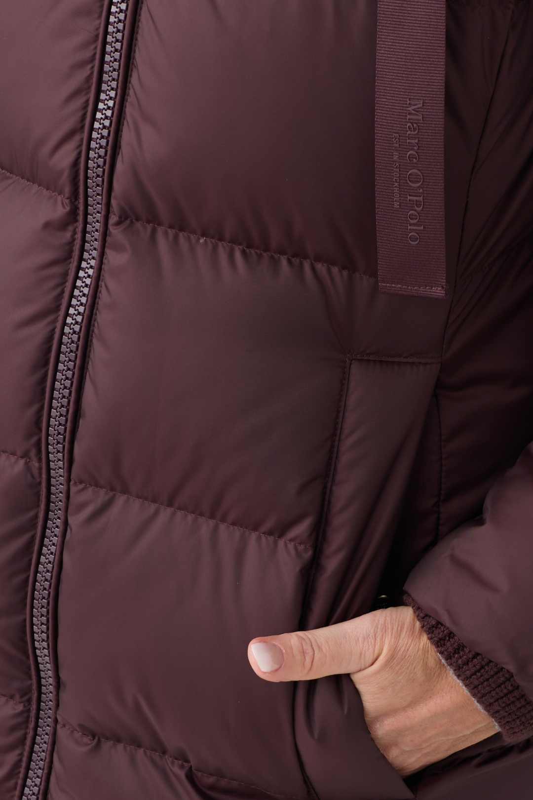 Marc O'Polo Black Cherry Hooded Longline Coat