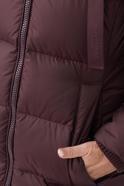 Marc O'Polo Black Cherry Hooded Longline Coat