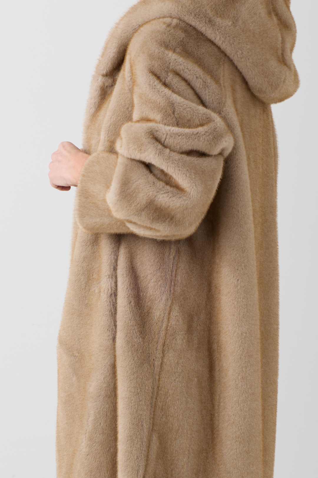 Isabella Taupe Hooded Faux Fur Coat