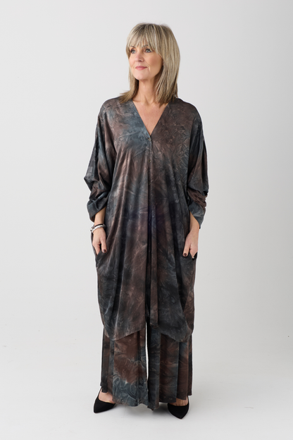 Sanctamuerte Bengal Brown Batwing Shirt Dress