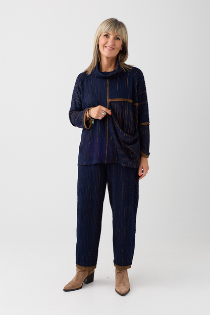 Ozai n Ku Blue/Mustard Stripe Trouser 076