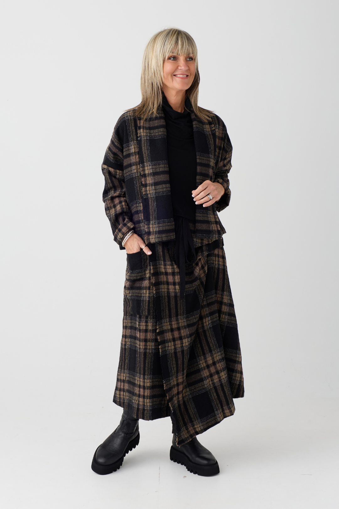 el2 Black/Brown Check Skirt 7080